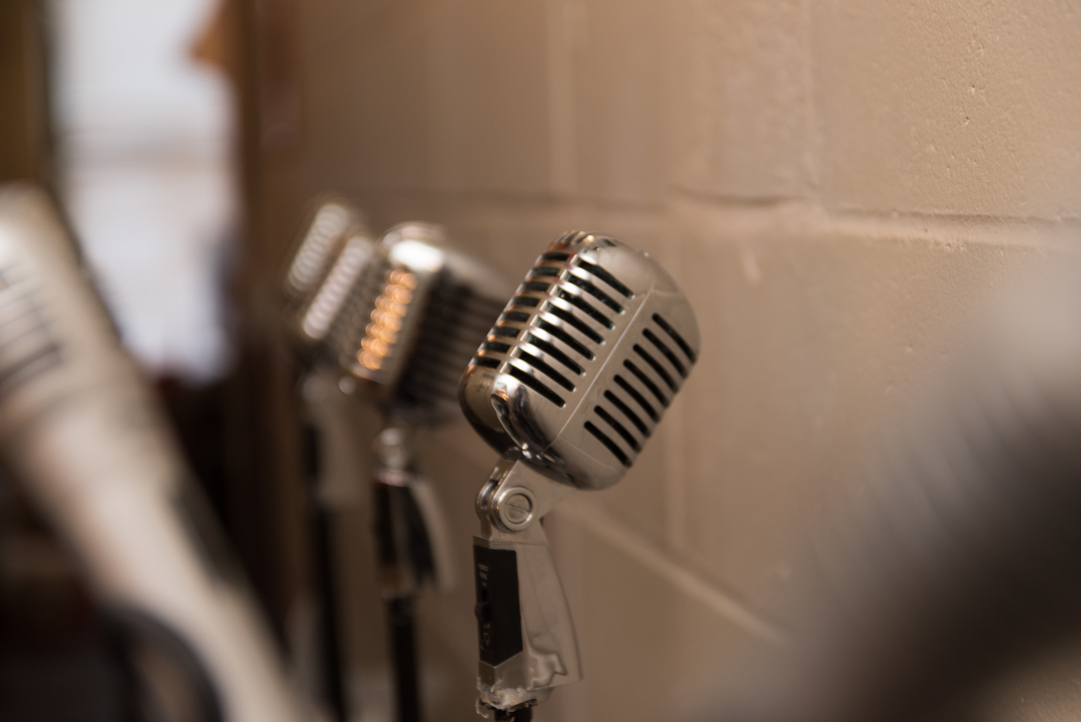 Artistic close up photograph of vintage microphone