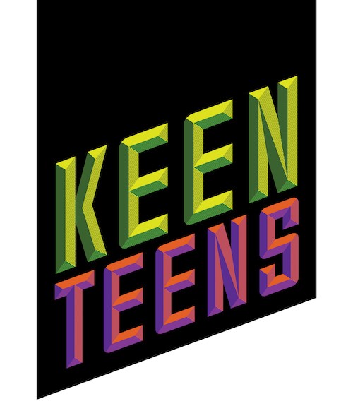Keen Teens logo with colorful lettering on a black banner